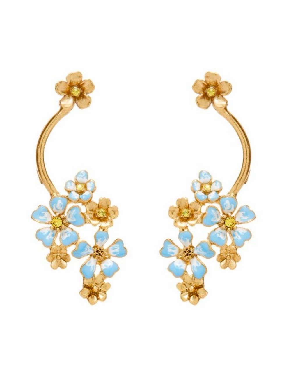 Oscar de la Renta Dangling Flower Cluster Earrings